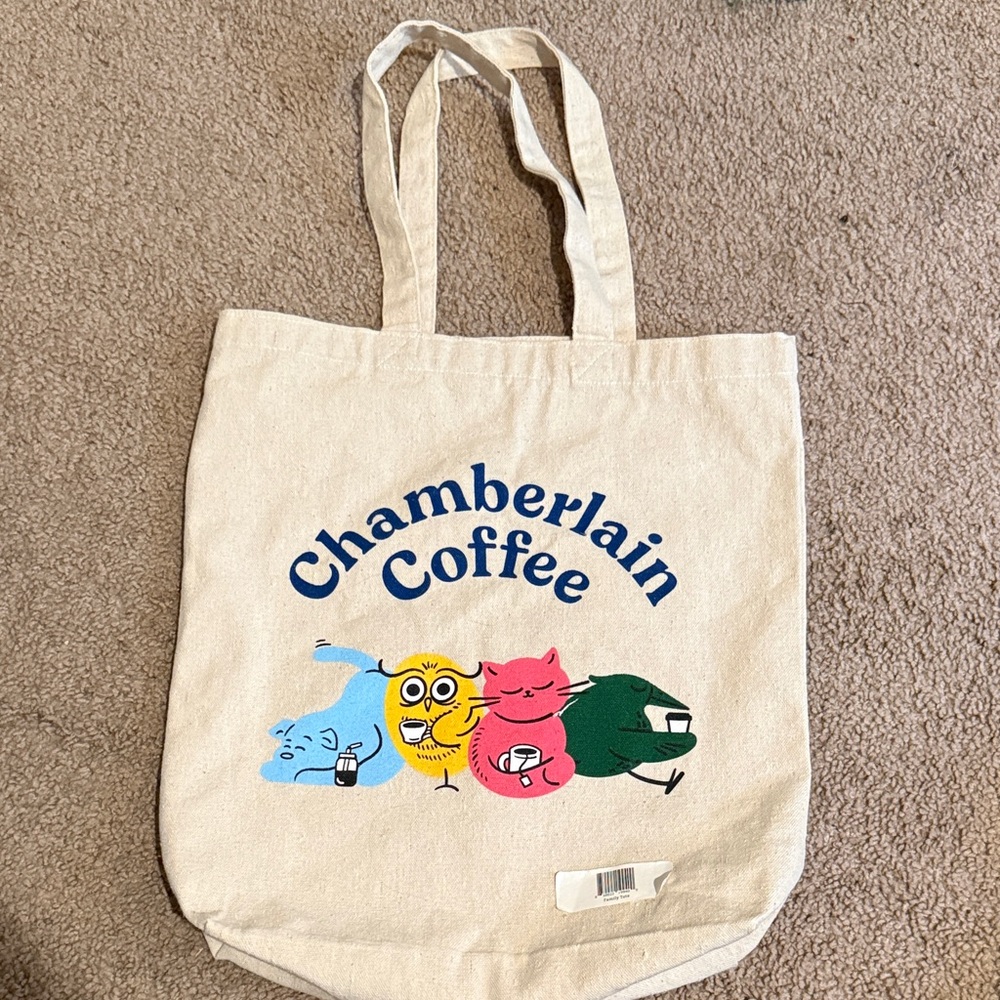 Chamberlain Coffee Canvas Tote with Fun Characters